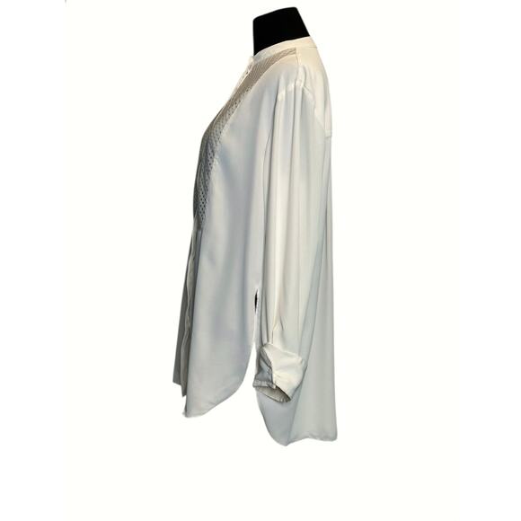 H&M white long sleeves hidden button tunic blouse size Small - Picture 7 of 16